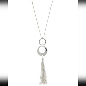 Nine West Long Tassel Silver Tone Necklace